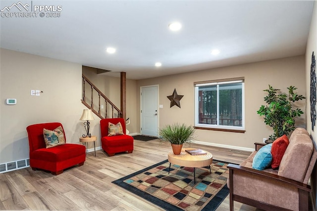 living room featuring wood-type flooring