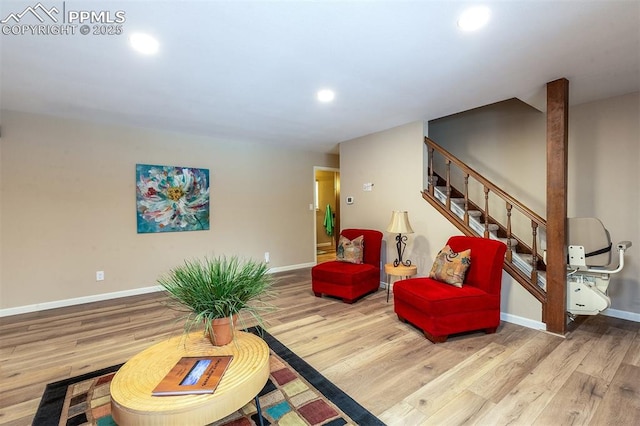 living room with hardwood / wood-style flooring