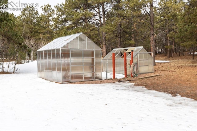 view of snow covered structure