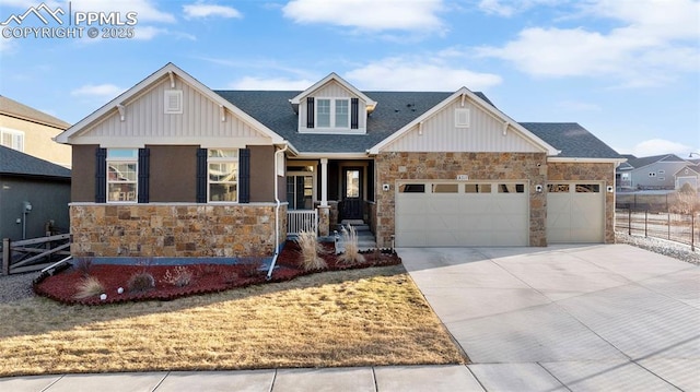 craftsman-style home featuring a garage and covered porch