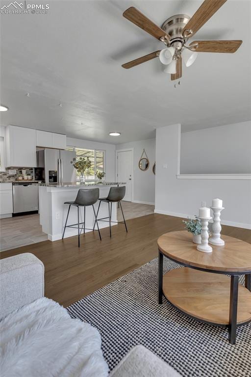 living room featuring light hardwood / wood-style floors