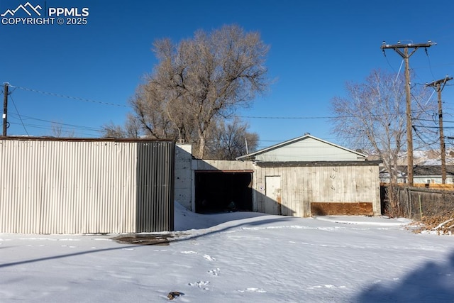 view of snow covered structure