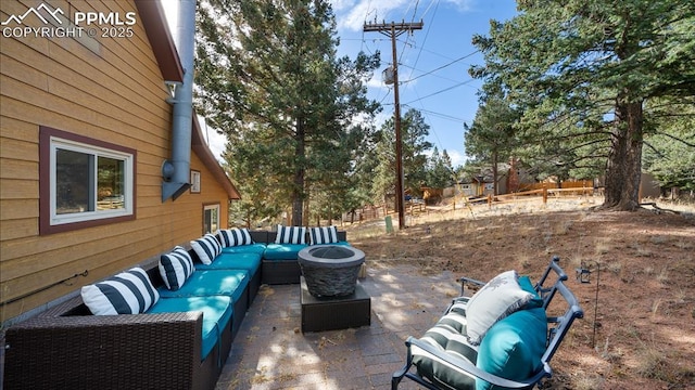 view of patio featuring an outdoor hangout area