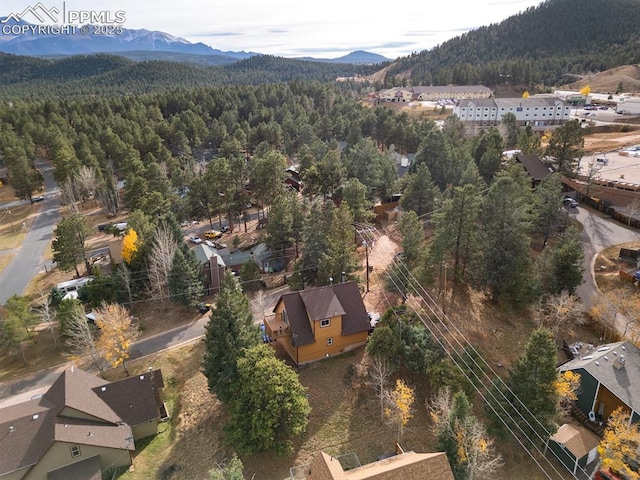 drone / aerial view with a mountain view