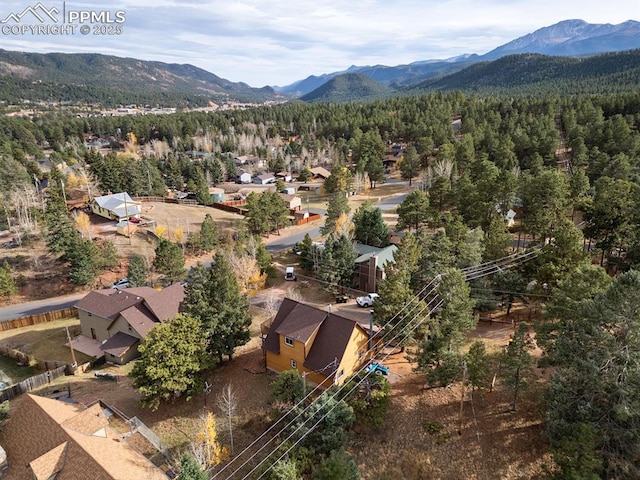 birds eye view of property with a mountain view