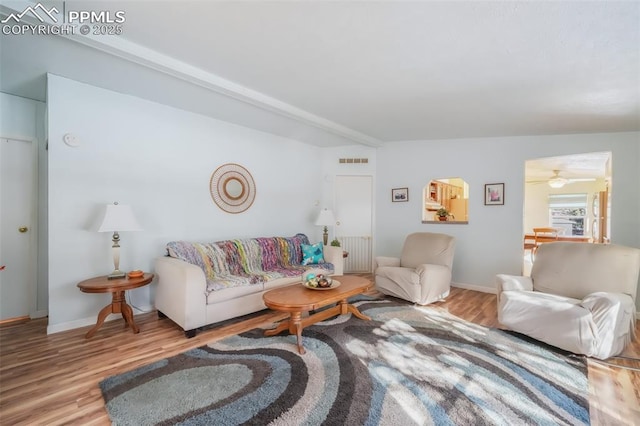 living room featuring hardwood / wood-style flooring