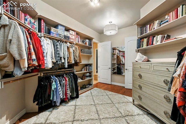 spacious closet featuring hardwood / wood-style flooring