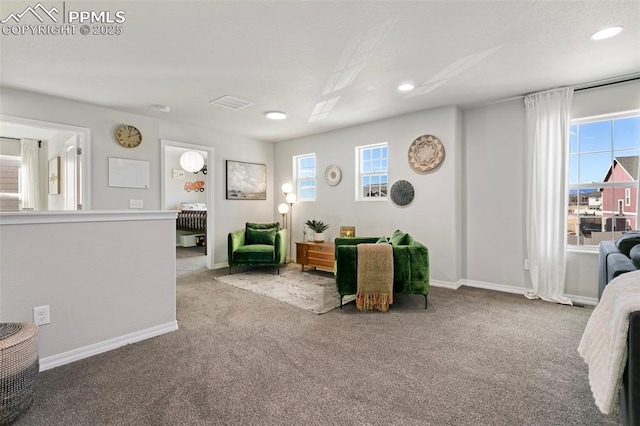 living room with carpet floors