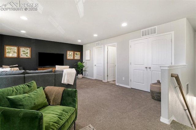 living room featuring carpet flooring