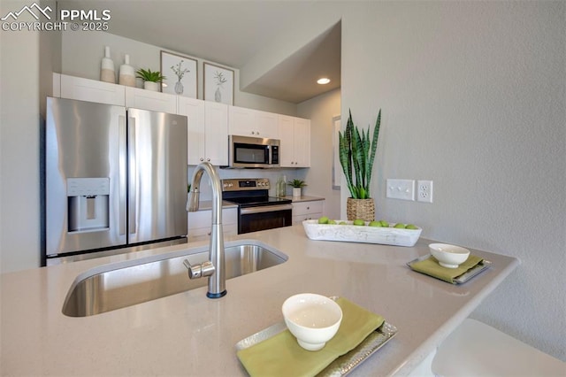 kitchen with white cabinetry, sink, and stainless steel appliances