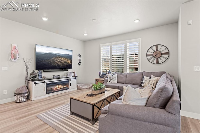 living room featuring light hardwood / wood-style floors