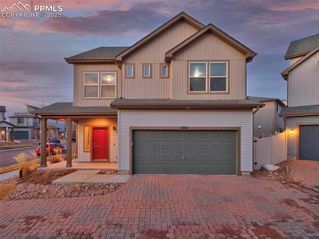 view of front facade featuring a garage