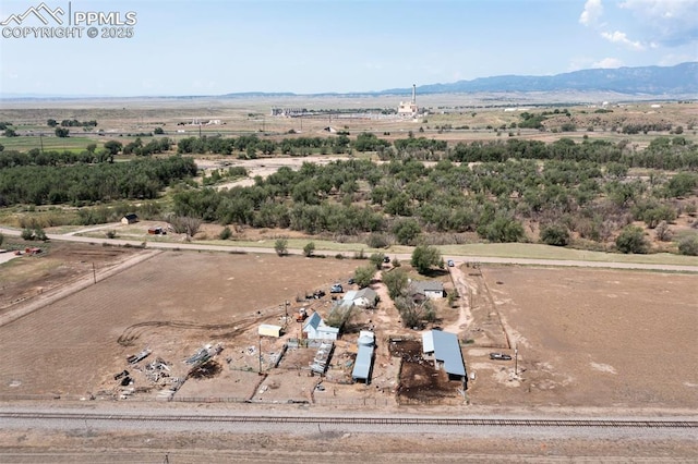 birds eye view of property featuring a mountain view