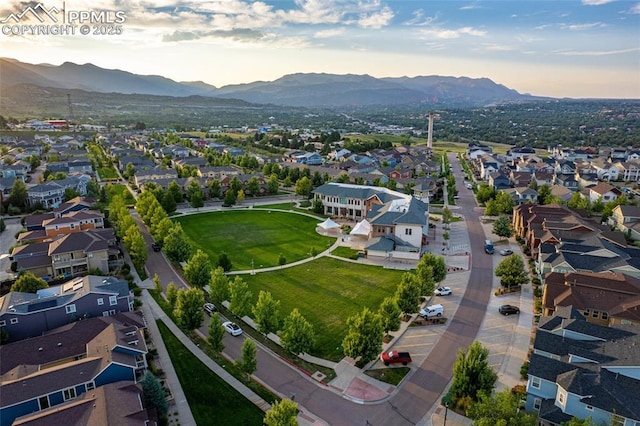 birds eye view of property featuring a residential view and a mountain view