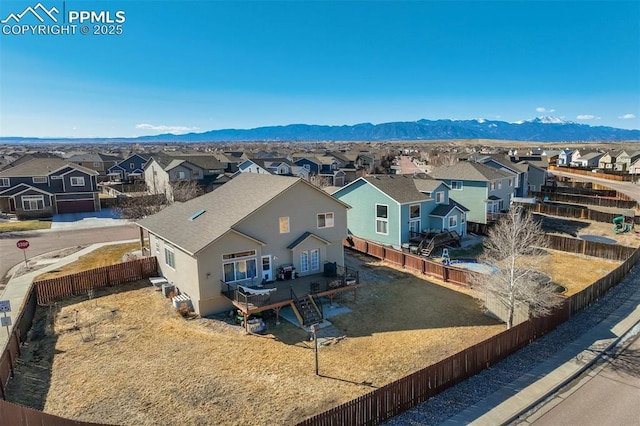 bird's eye view with a mountain view