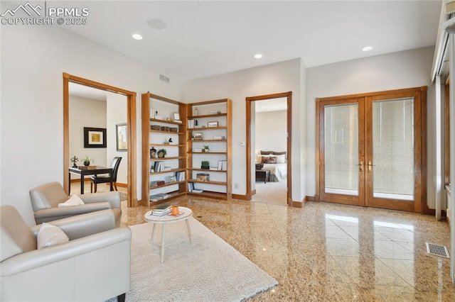 living room with french doors