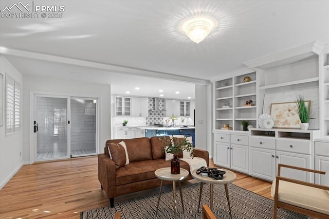 living room with light hardwood / wood-style floors