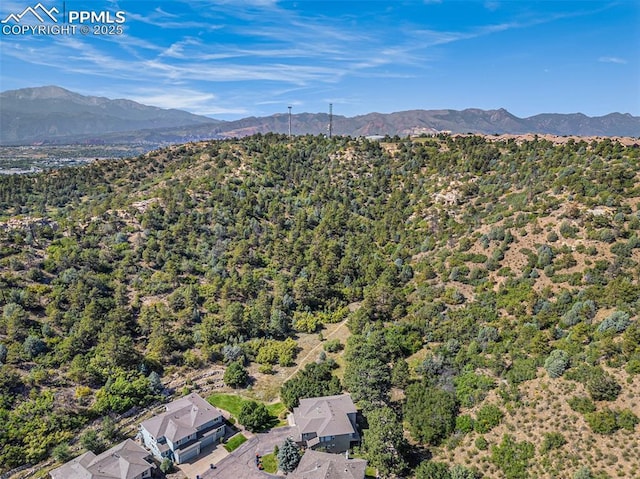 aerial view with a mountain view