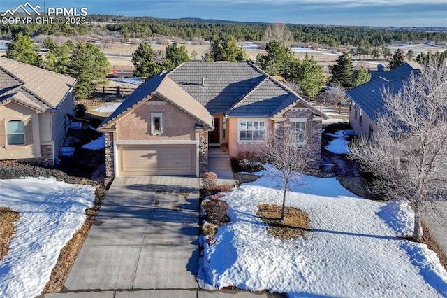 view of front of property with a garage