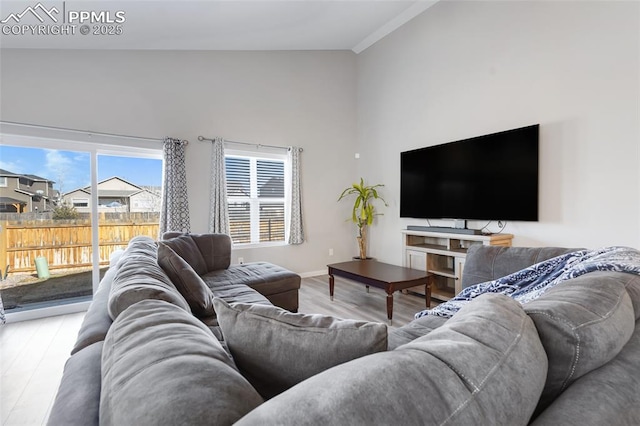 living room featuring light wood-type flooring