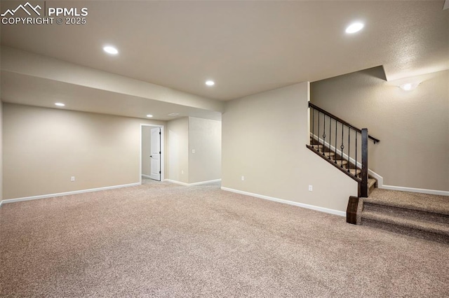 basement with carpet