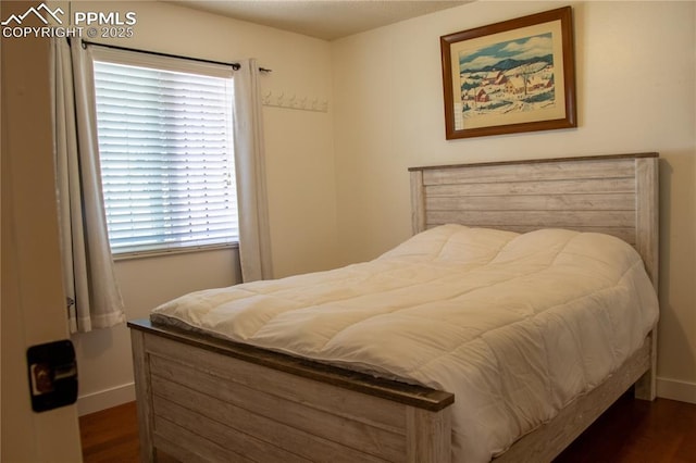 bedroom featuring dark wood-type flooring