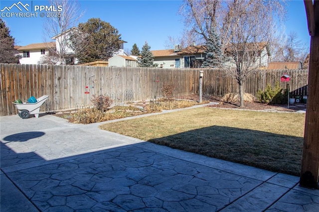 view of yard with a patio