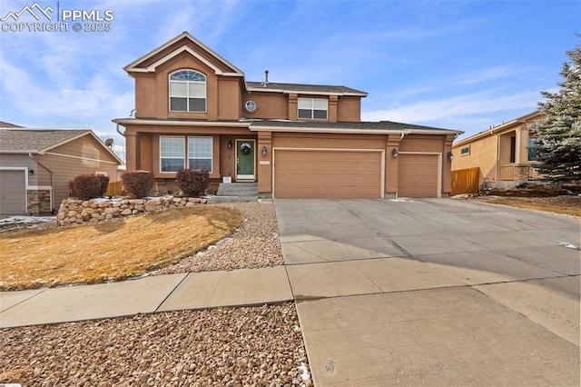 view of front of house with a garage