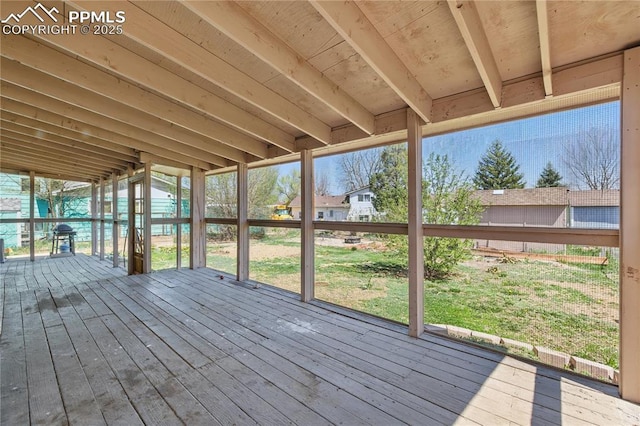 wooden deck with grilling area