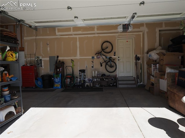 garage with a garage door opener