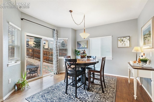 dining space featuring hardwood / wood-style floors