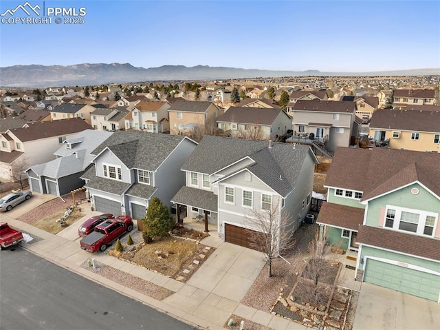 bird's eye view featuring a mountain view