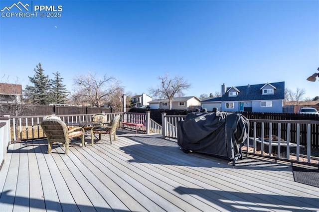 deck featuring area for grilling