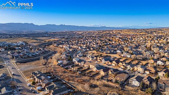 aerial view with a mountain view