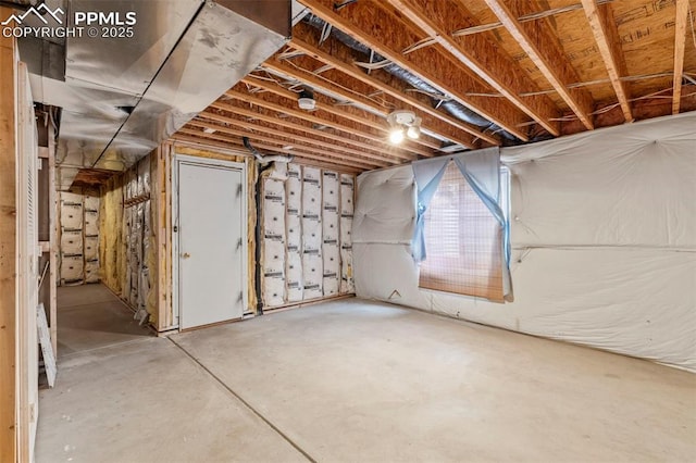 view of unfinished basement