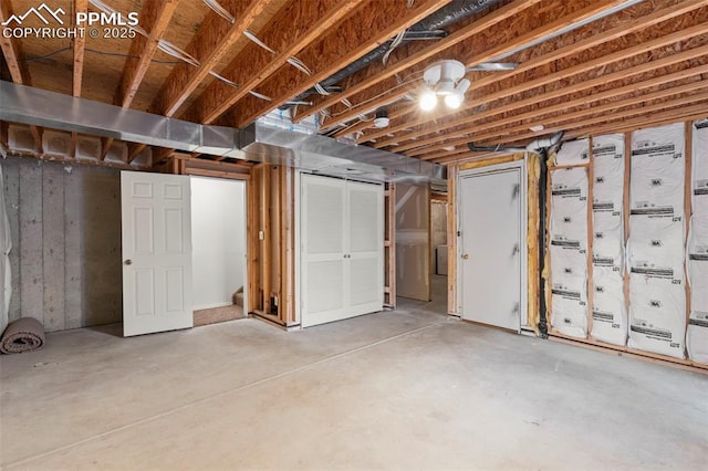 view of unfinished basement