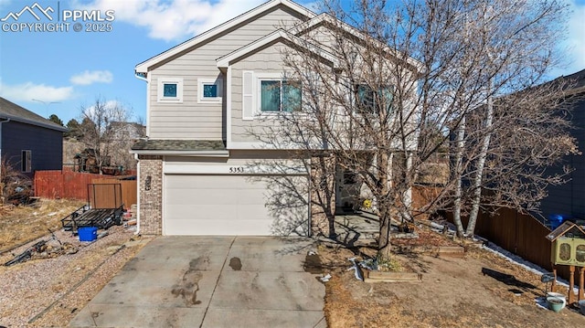 front facade with a garage