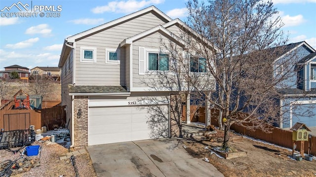 view of front property with a garage