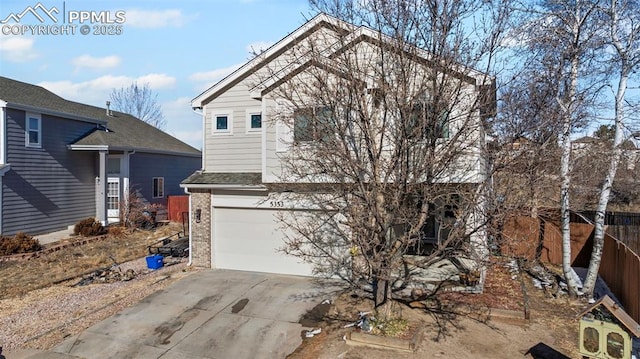 view of front property with a garage