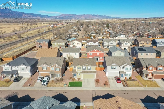 drone / aerial view with a mountain view