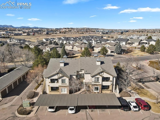 drone / aerial view with a mountain view