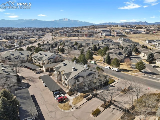 bird's eye view featuring a mountain view