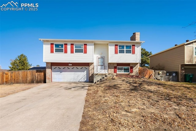 bi-level home with a garage