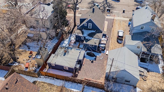 bird's eye view with a residential view