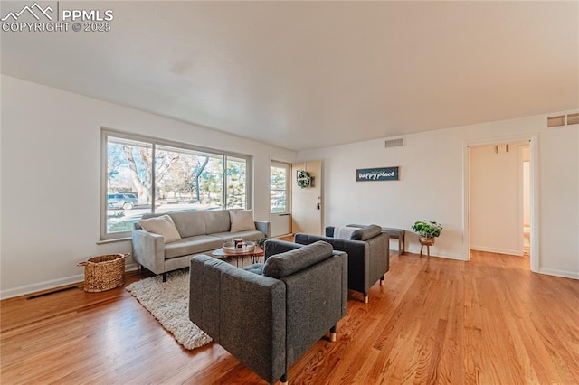 living room with light wood-type flooring