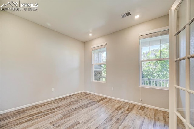 empty room featuring light wood-type flooring