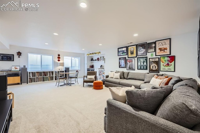 living room featuring carpet flooring