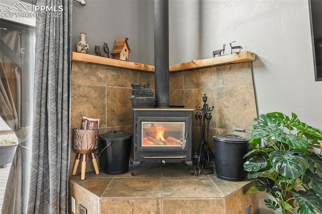 details with a wood stove