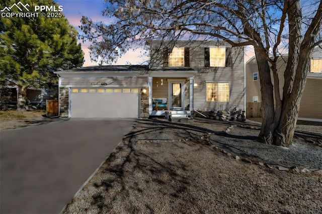 view of front of house with a garage