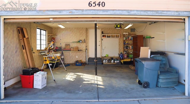 garage with a garage door opener